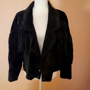 Vintage leather fringe jacket